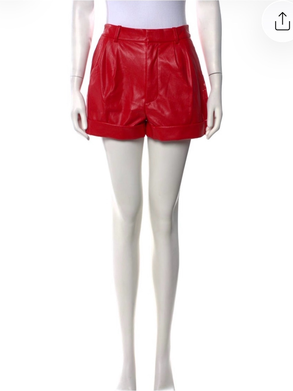 Alice + Olivia Red Faux Leather High-Waist Cuffed Shorts